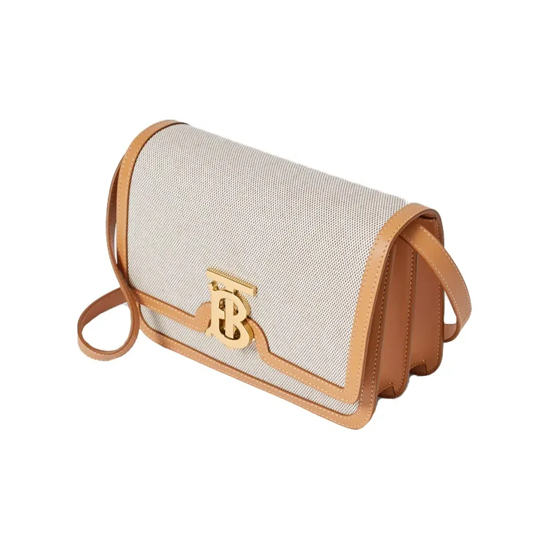 Burberry Canvas With Leather Canvas Bag Lock Shoulder Bag Crossbody Bag Women's Warm Sand-2