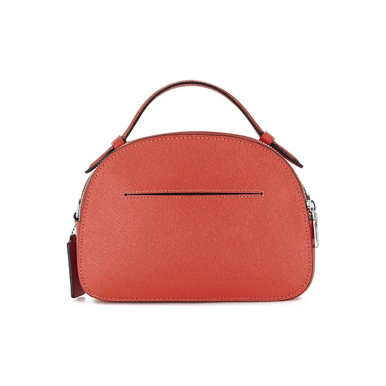COACH Serena Solid Color Cross Grain Leather Crossbody Handbag Trumpets Women's Orange Pink-3