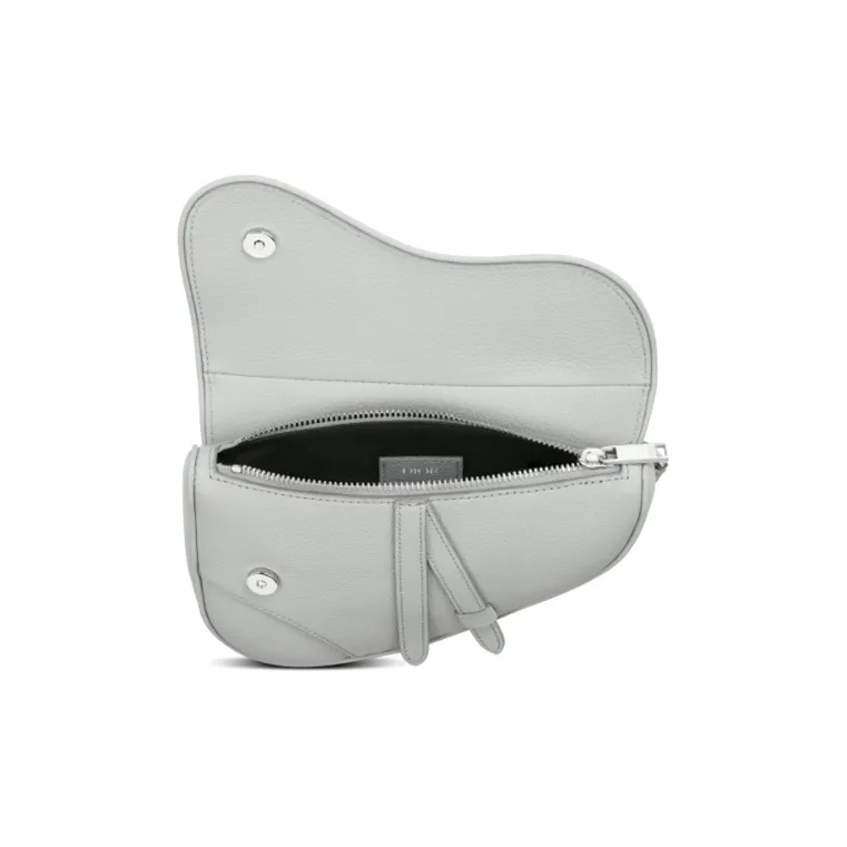 DIOR Saddle Grained Calfskin Saddle Bag Fanny Pack Sling Bag Shoulder Bag Crossbody Bag Mini Unisex Gray-2