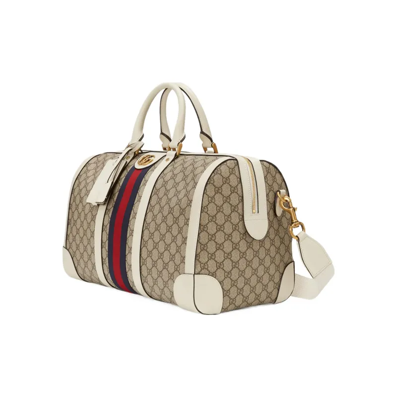 GUCCI Ophidia Canvas With Leather Travel Bags Shoulder Bag Crossbody Bag Handbag Large Size Men's Ebony & White-1