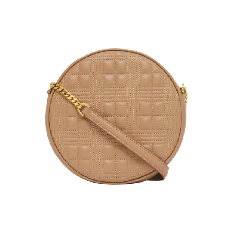 Burberry Louise Quilting Lambskin Round Bag, Shoulder Bag, Crossbody Bag Women's Camel-3