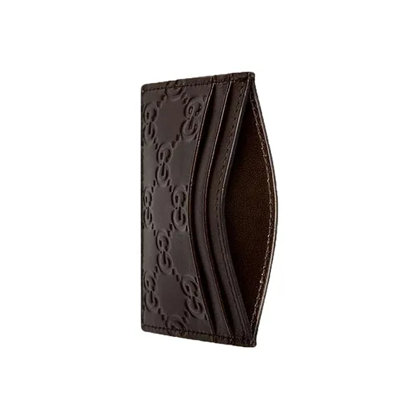 GUCCI Leather Card Holder Card Holder Unisex Brown-1
