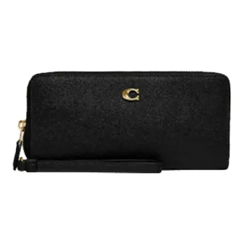 COACH Continental Wallet Leather Wallet Women's Black