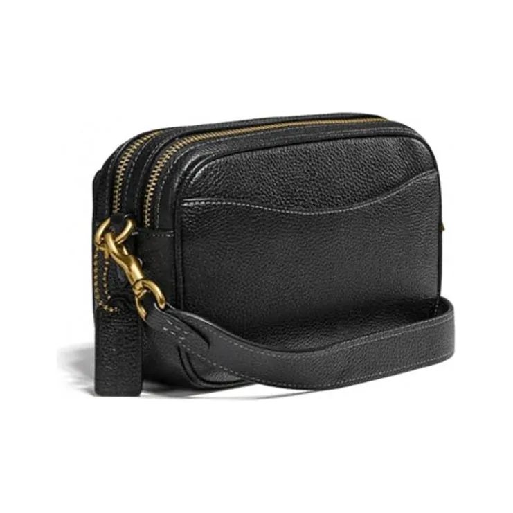 COACH Willow Grain Leather Camera Bag, Shoulder Bag, Crossbody Bag Trumpets Women's Black-1
