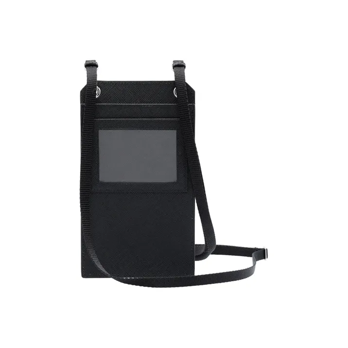 PRADA Saffiano Leather Coin Purses Camera Bags One Shoulder Crossbody Cell Phone Pouch Unisex Black-4