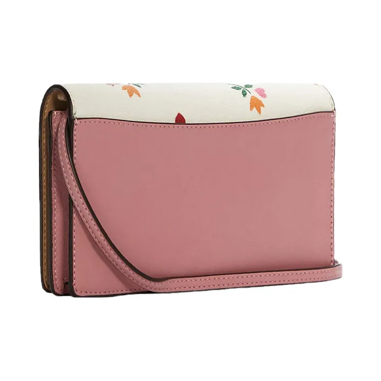 COACH Anna Coated Canvas With Leather Envelope Bag, Shoulder Bag, Crossbody Bag Trumpets Women's Pink White Multicolor-2