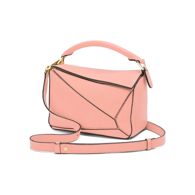 LOEWE Calfskin Geometric Bag Puzzle Bag Shoulder Bag Crossbody Bag Handbag Small Size Women's Pink-1