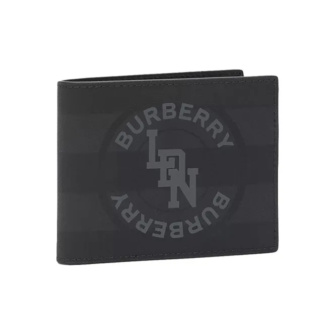 Burberry PVC Card Holder Wallet Men's Dark Charcoal Gray-1