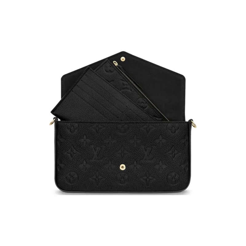 LOUIS VUITTON Pochette Felicie Zippered Insert Monogram Empreinte Noir-4