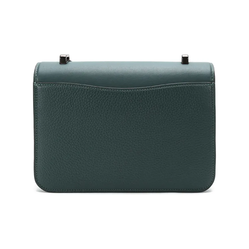 COACH Alie Leather Messenger Bag Small Square Bag Crossbody Bag Medium Size Women's Forest Green-3