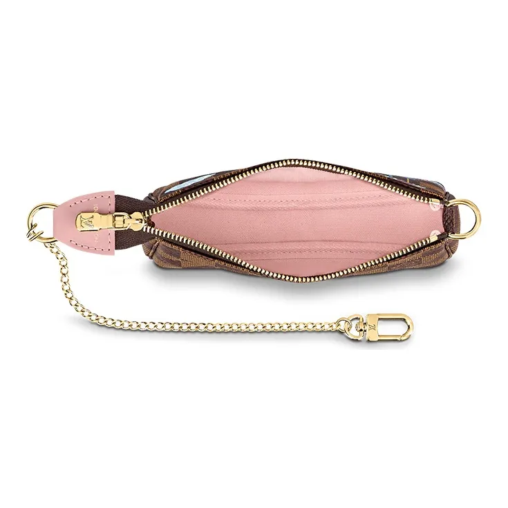 LOUIS VUITTON Pochette Accessories Damier Ebene Vivienne Holiday Mini Rose Ballerine Pink-3