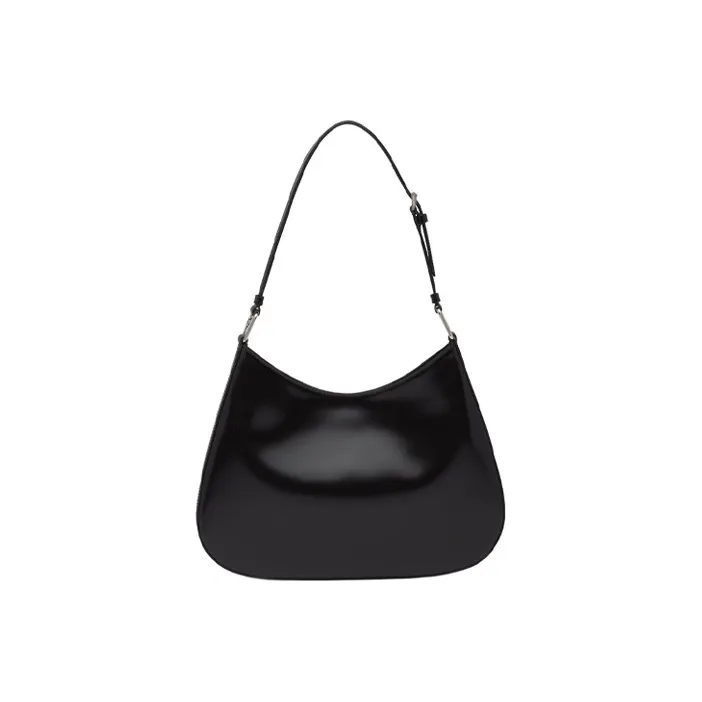 PRADA Leather Shoulder Bag Women's Black-1