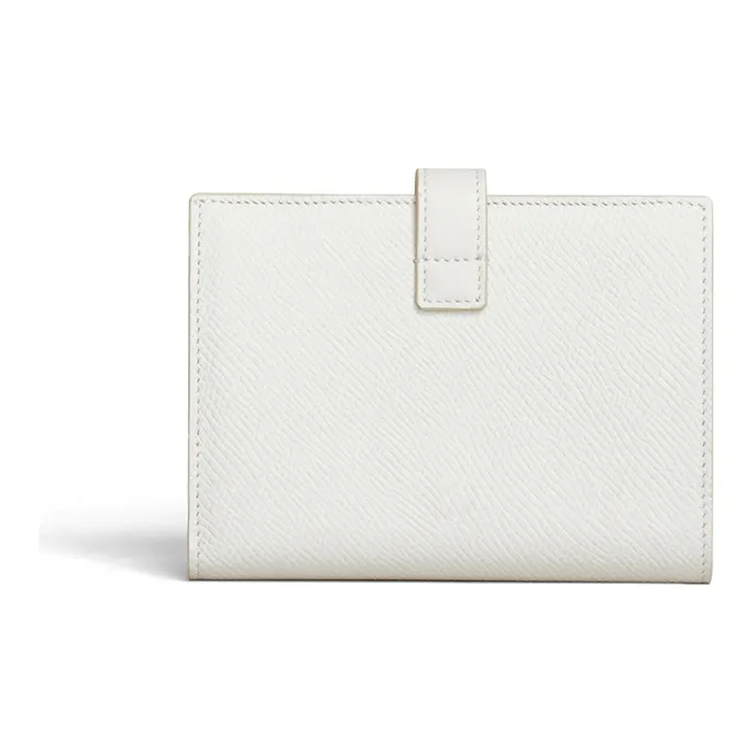 CELINE Grained Calfskin Wallet Medium Size Women's White-2