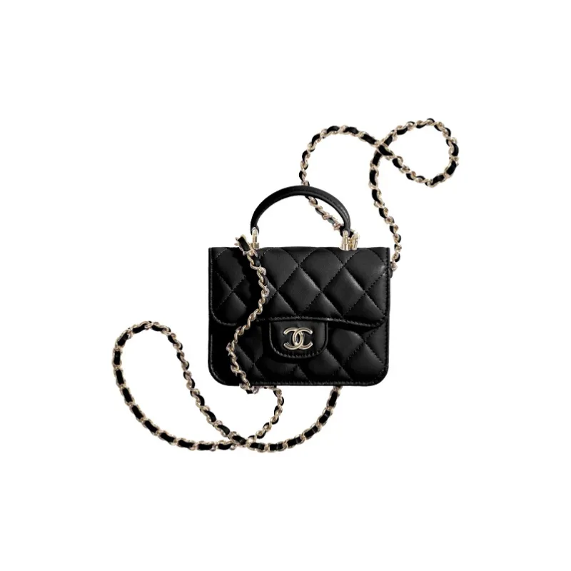 CHANEL Sheepskin Chain Bag, Flap Bag, Coin Purse, Handbag, Shoulder Bag, Crossbody Bag Mini Women's Black-0