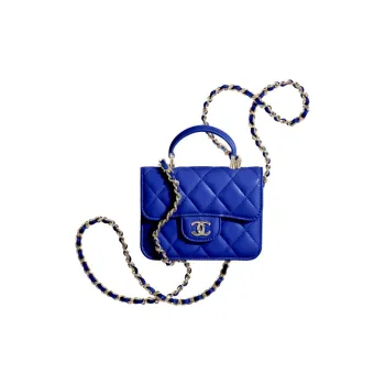 CHANEL 21K Winter Sheepskin Chain Bag With Card Holder Coin Purse Shoulder Bag Crossbody Bag Women's Royal Blue