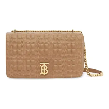Burberry Lola Bag Quilting Lambskin Shoulder Bag Medium Size Women's Khaki