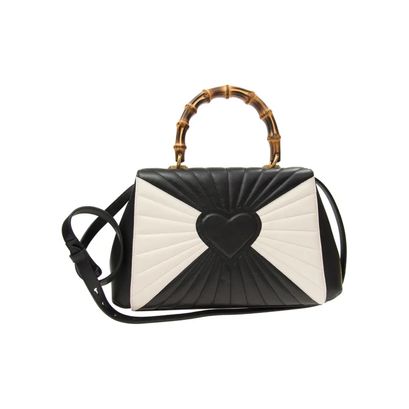 GUCCI Queen Margaret Cow Leather Handbag Large Size Women's White/Black-2