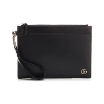 GUCCI GG Marmont Smooth Leather Clutch Men's Black