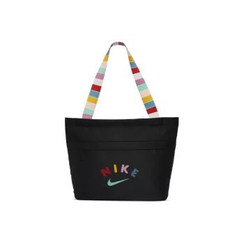Nike Tanjun Polyester Tote Bag Shopping Bag Handbag Women's Black/Magic Flamingo Red/Rising Emerald Green