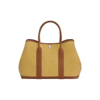 HERMES Garden Party Negonda Calfskin Garden Bag Handbag Women's GINGER/GOLD Ginger Yellow/Gold Brown
