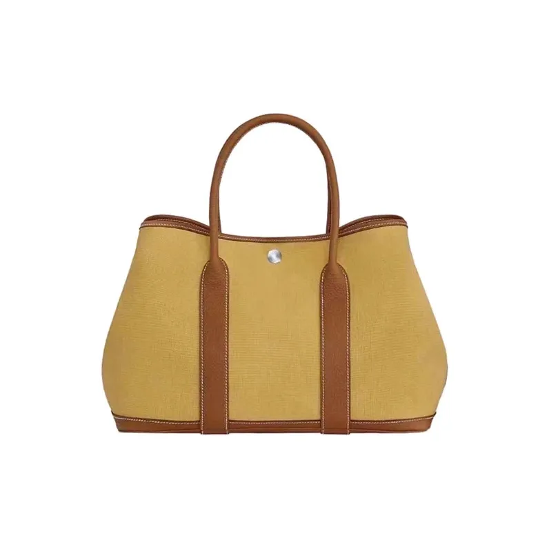HERMES Garden Party Negonda Calfskin Garden Bag Handbag Women's GINGER/GOLD Ginger Yellow/Gold Brown-0