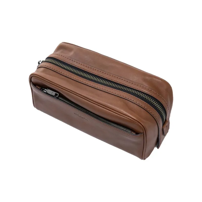 COACH Kitt Cow Leather Toiletry Bag Clutch Medium Size Unisex Brown-1