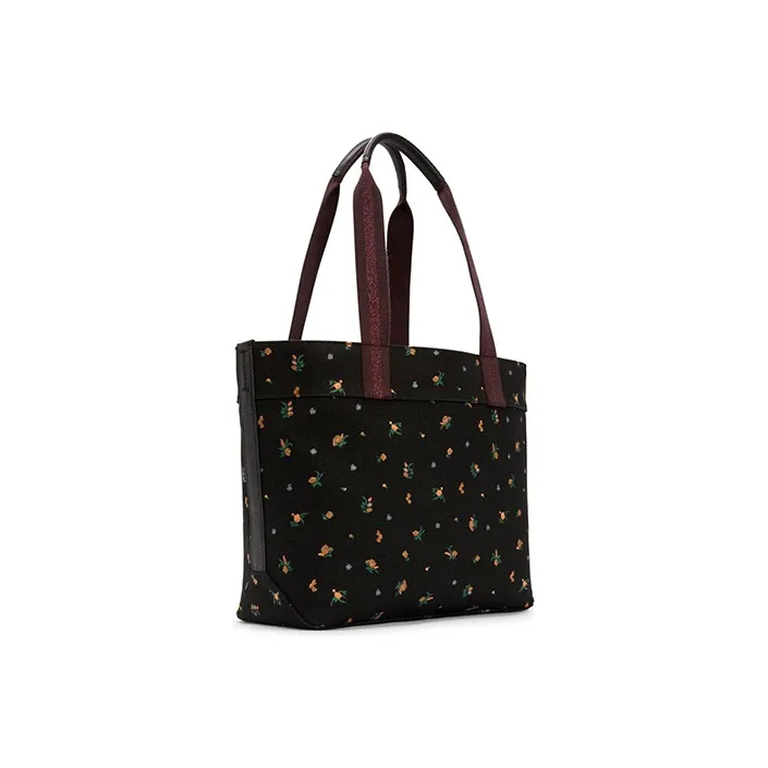 COACH X Peanuts Canvas Bag Portable Tote Bag Shopping Bag Tote Bag Shoulder Bag Women's Black-1