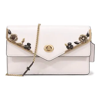 COACH Aster Leather Chain Bag, Shoulder Bag Trumpets Women's Chalk White