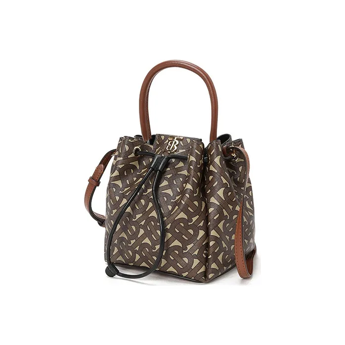 Burberry Fabric Bucket Bag, Crossbody Bag, Shoulder Bag, Handbag Trumpets Women's Brown-1