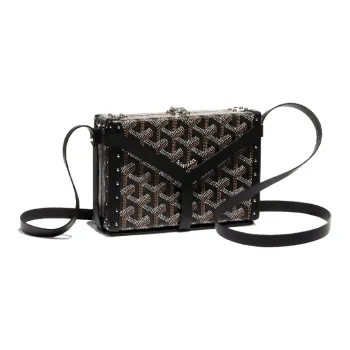GOYARD Minaudière Trunk Canvas With Leather Clutch Hard Case Women's Black