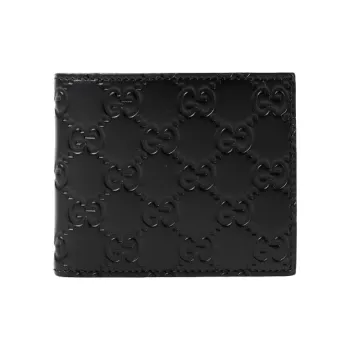 GUCCI Cow Leather Wallet Men's Black