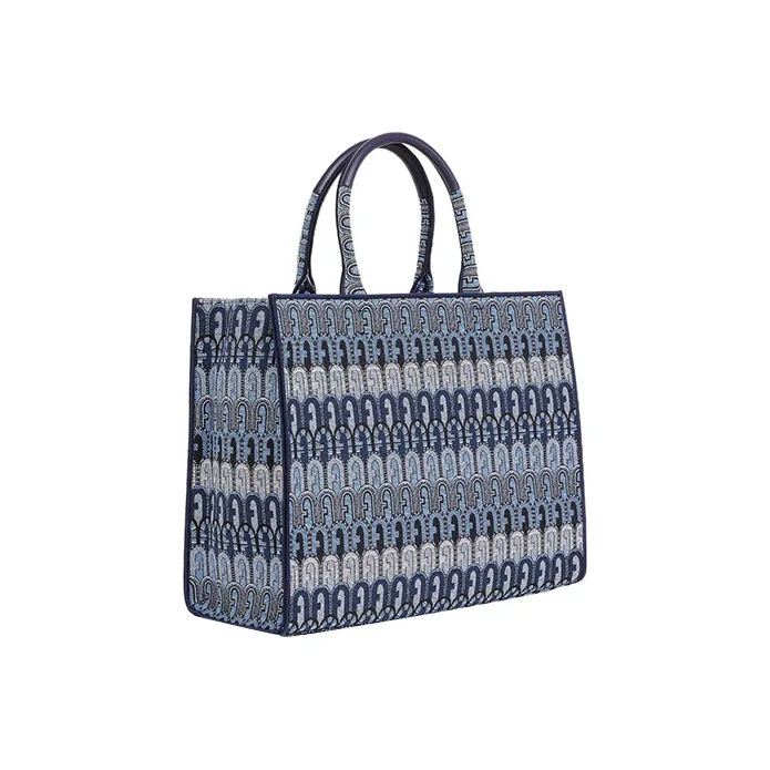 Furla Fabric Fabric Tote Bag Shopping Bag Handbag Shoulder Bag Large Size Women's Denim Blue Shades-1