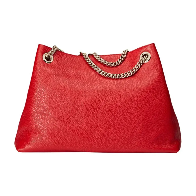 GUCCI Leather Tote One Shoulder Handbag Women's Red-2