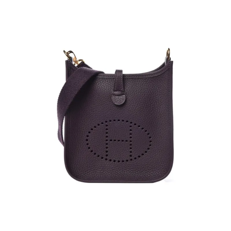 HERMES Evelyne Clemence Bullock Leather Crossbody Bag Shoulder Bag 16 Unisex Grape Purple-0