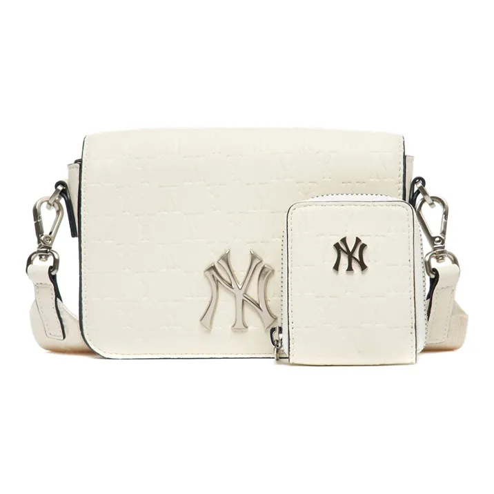 MLB Monogram Collection Polyester, Elastane, Cotton Combo Bag, Crossbody Bag, Shoulder Bag Unisex Cream White-0