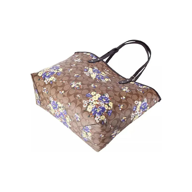 COACH City Monogram Canvas With Leather Tote Bag Handbag Shoulder Bag Large Size Women's Khaki Monogram-2