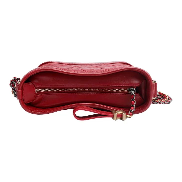 CHANEL Gabrielle Cow Leather Hobo Bag, Handbag, Crossbody Bag Trumpets Women's Red-2