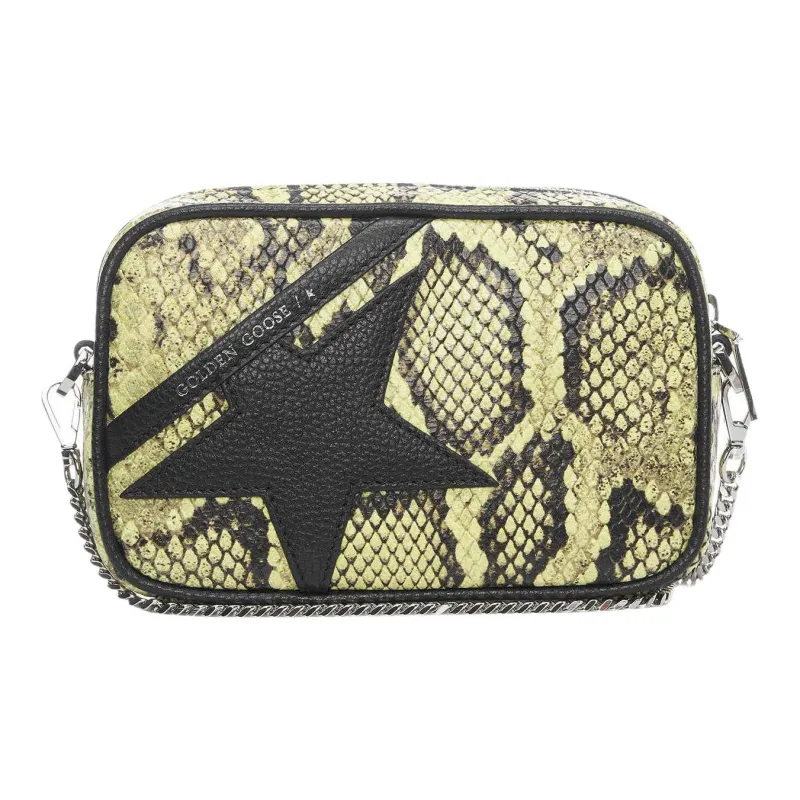 Golden Goose Snakeskin Print Leather Shoulder Bag Crossbody Bag Women's Green-0