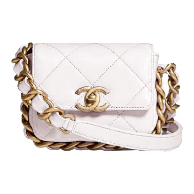 CHANEL Sheepskin Camera Bag One Shoulder Handbag Crossbody Bag Mini Women's White-0