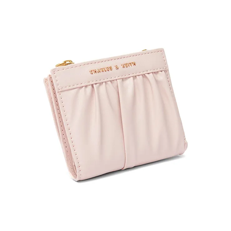 CHARLES&KEITH Artificial Leather Card Holder Wallet Mini Women's Light Pink/Tawny/Dark Green/Black-2