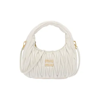 MIU MIU Wander Series Soft Sheep Leather Hobo Bag Shoulder Bag Crossbody Bag Regular Women's White