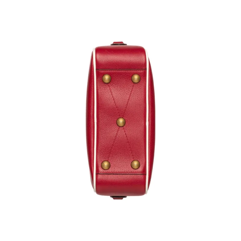 GUCCI Adidas Collaboration Leather Camera Bag, Shoulder Bag, Crossbody Bag Small Size Men's Red-6