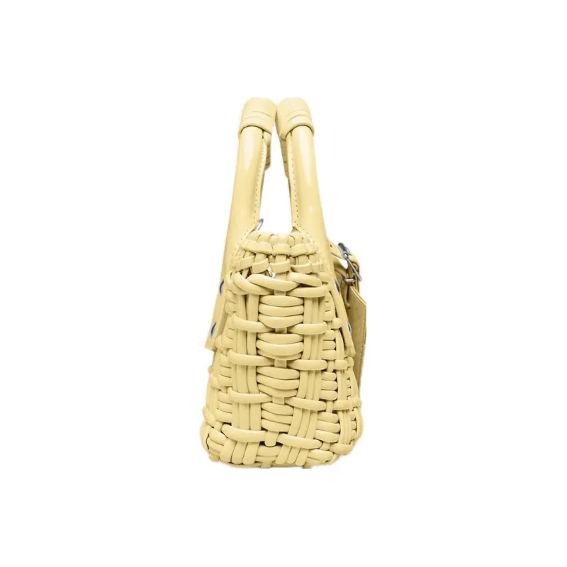 Balenciaga BISTRO Cotton Basket Bag Crossbody Bag Shoulder Bag Women's Light Yellow-2