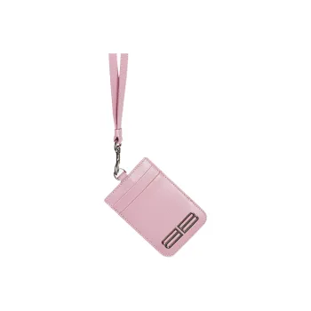 Balenciaga Gossip Cow Leather Card Clip Card Holder Women's Light Pink