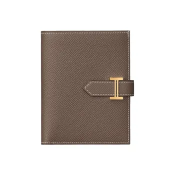 HERMES Bearn Epsom Calfskin Short Wallet Women's Elephant Gray