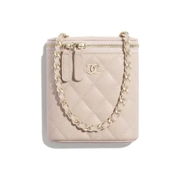 CHANEL Calfskin With Gold Tone Metal Shoulder Bag Trumpets Women's Light Pink