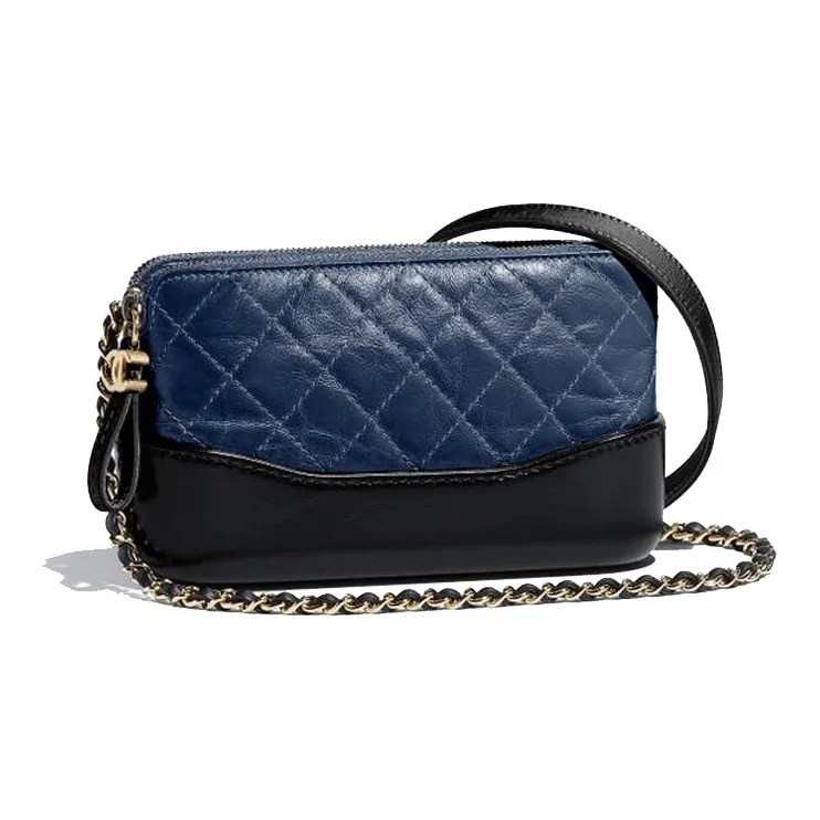 CHANEL Gabrielle Diamond Pattern Calfskin Shoulder Bag, Crossbody Bag Extra Mini Women's Black/Gold-2