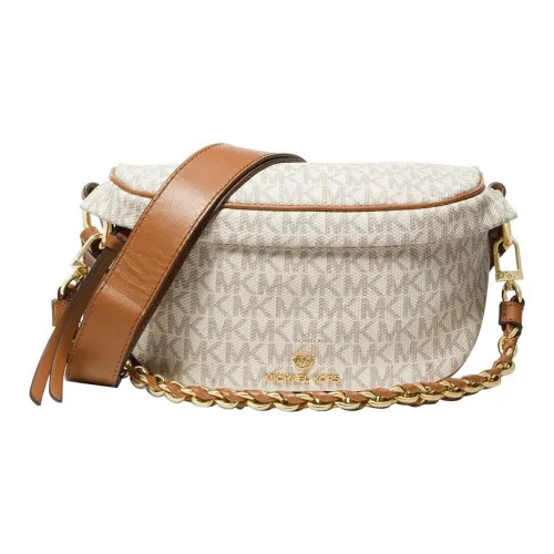MICHAEL KORS Slater Cow Leather Shoulder Bag Women's Beige