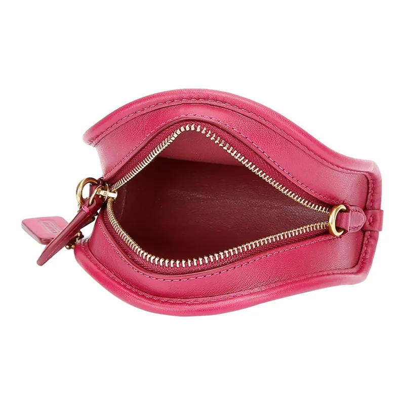 COACH Leather Coin Purse, Shoulder Bag, Crossbody Bag Mini Women's Rose Red-3