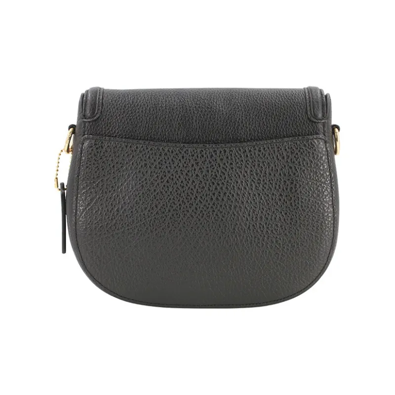 COACH Jade Litchi Grain Leather Saddle Bag, Shoulder Bag, Crossbody Bag Medium Size Women's Black-2